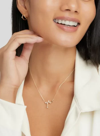 14K Gold Heartbeat Necklace
