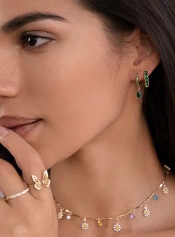 Emerald Green Hoop Earrings