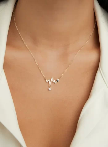 14K Gold Heartbeat Necklace