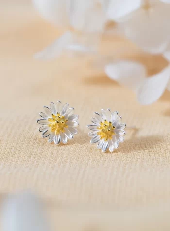 925 Sterling Silver Daisy Flower Earrings