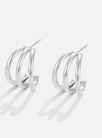 Anaya Triple Silver Hoop Earrings
