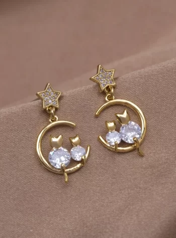 Cat & Moon Earrings