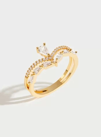 18K Gold Lilly Crystal Ring