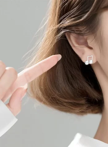 Rose Gold Music Note Stud Earrings
