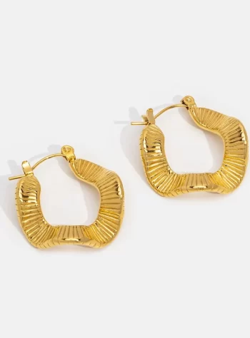 Geometric Wave Gold Hoop Earrings