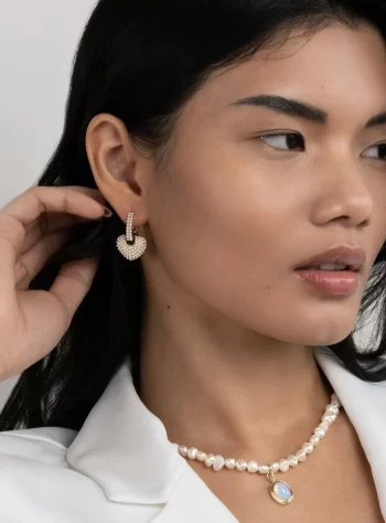 Pearl Heart Drop Earrings
