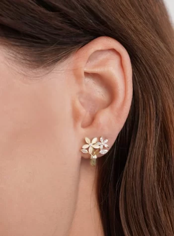 14K Gold Crystal Bouquet Earrings