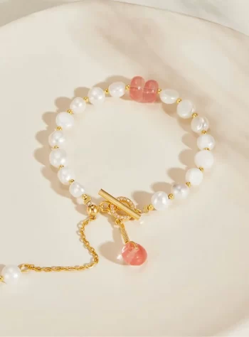 Freshwater Pearl & Pink Aventurine Bracelet