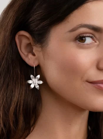 Sterling Silver Lotus Flower Earrings