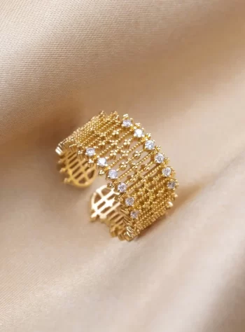 Sabrina Gold Crystal Mesh Ring