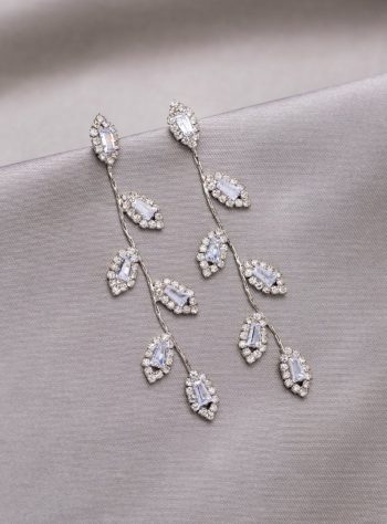 Silver Plated Crystal Vine Earrings