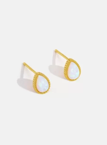 Gold Teardrop Opal Stone Earrings