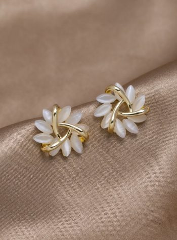 Opal Petal Gold Earrings