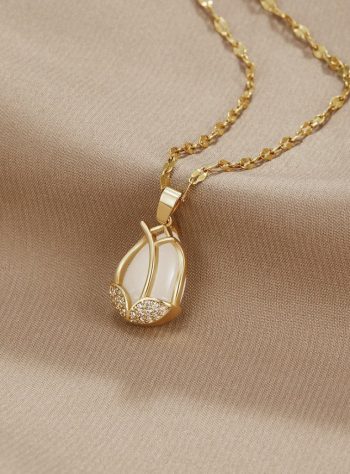 Golden Tulip Crystal Necklace