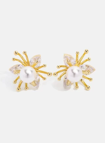 Crystal & Pearl Flower Earrings