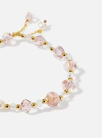 Pink Crystal & Pearl Bracelet