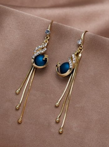 Golden Peacock Drop Earrings