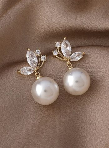 Crystal Butterfly & Pearl Taupe Earrings