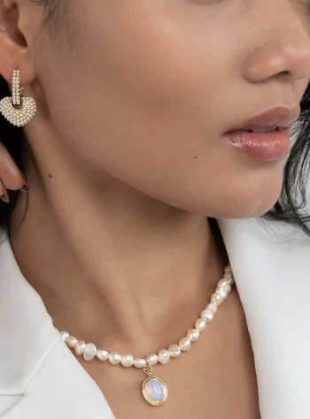 Pearl Heart Drop Earrings