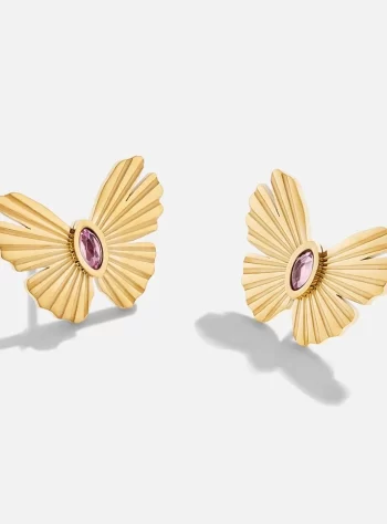 Aria Purple & Gold Butterfly Earrings