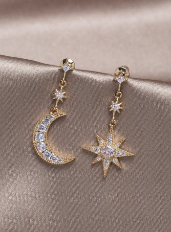 Crystal Moon & Star Earrings