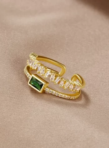 Layered Green Crystal Ring