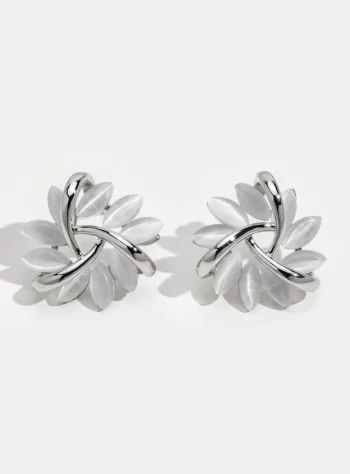 Opal Petal Silver Earrings