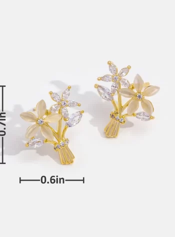 14K Gold Crystal Bouquet Earrings