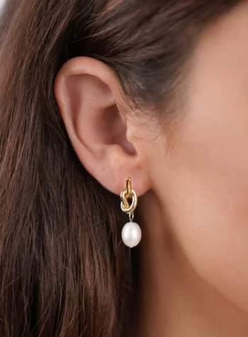 Knotted Gold & Freshwater Pearl Earrings