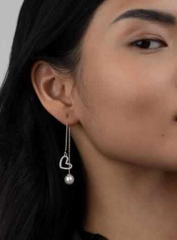 Heart & Pearl Drop Earrings
