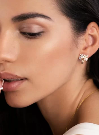 14K Gold Crystal Bouquet Earrings