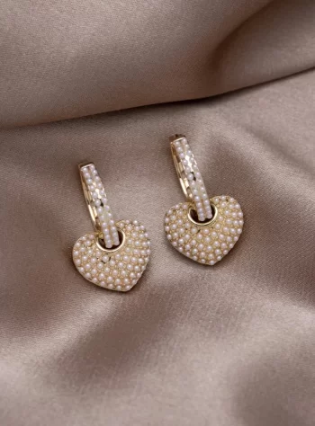 Pearl Heart Drop Earrings