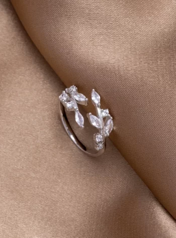 Silver Crystal Vine Ring