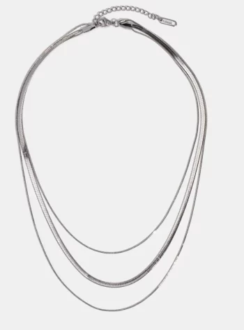Silver Multi-Layered Chain Necklace