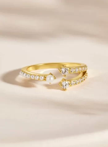 Irish Crystal & Pearl Wrap Ring