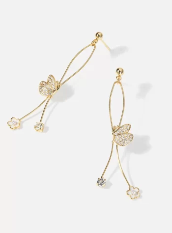 Golden Butterfly Drop Earrings