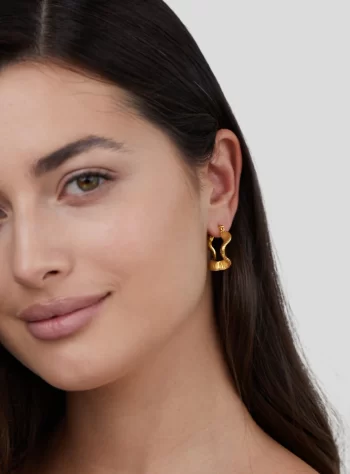 Geometric Wave Gold Hoop Earrings