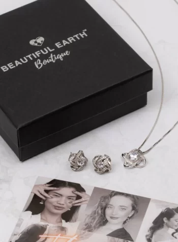 'Knotted Love' Sterling Silver Earrings & Necklace Set