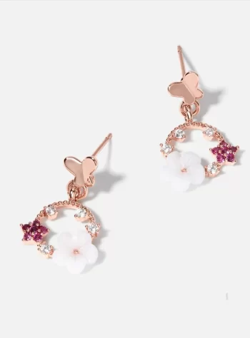 Rose Gold Butterfly Garden Earrings
