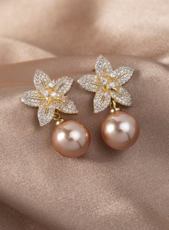 Maria Crystal Flower & Pearl Earrings