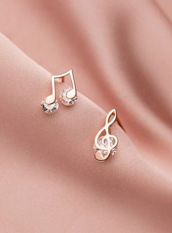 Rose Gold Music Note Stud Earrings