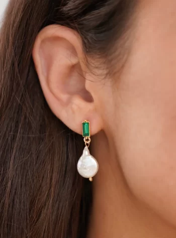 Green Crystal & Pearl Earrings