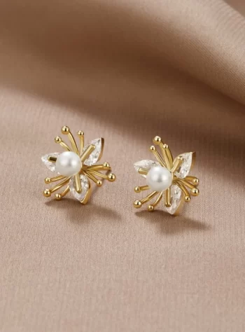 Crystal & Pearl Flower Earrings