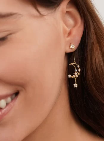 Crystal Crescent Moon Drop Earrings