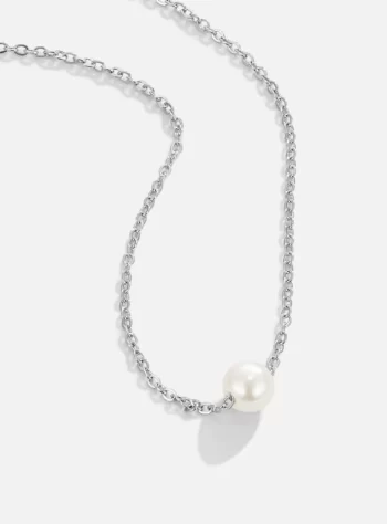 Solitaire Silver Pearl Necklace