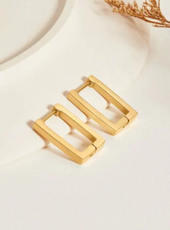 Gold Rectangle Hoop Earrings