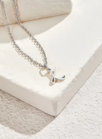 Silver Letter Heart Necklace