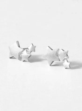 Sterling Silver Triple Star Earrings