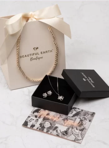 'Knotted Love' Sterling Silver Earrings & Necklace Set