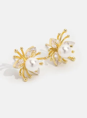Crystal & Pearl Flower Earrings